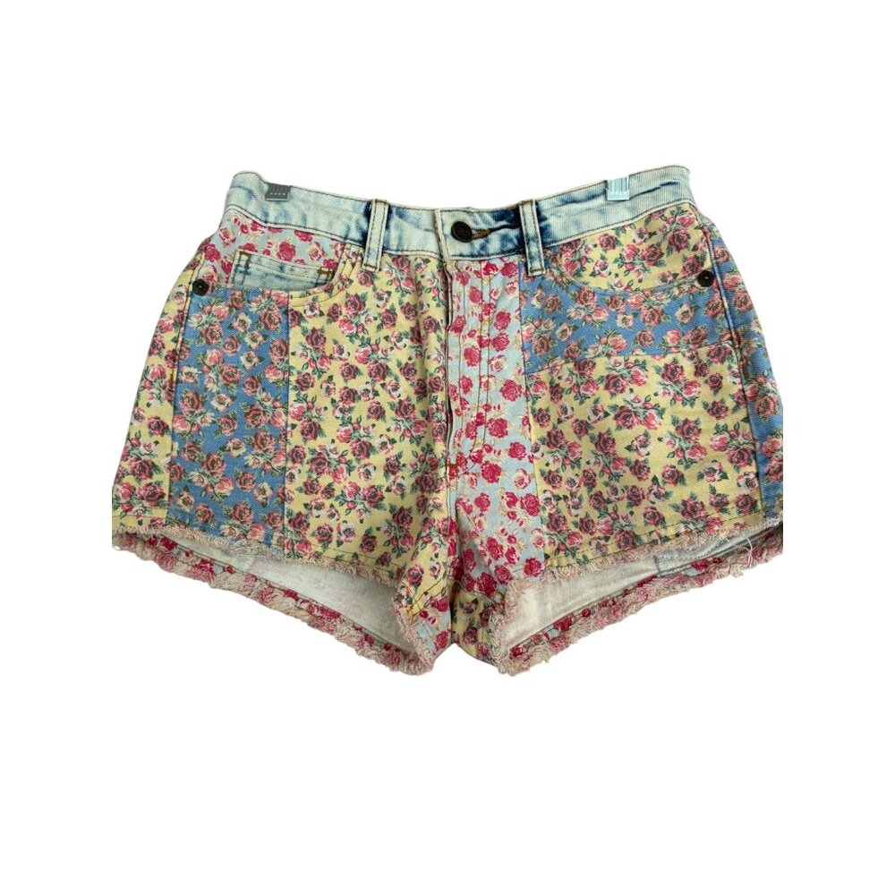 FARM Rio Floral Jean Shorts - Blue, Yellow, Red
